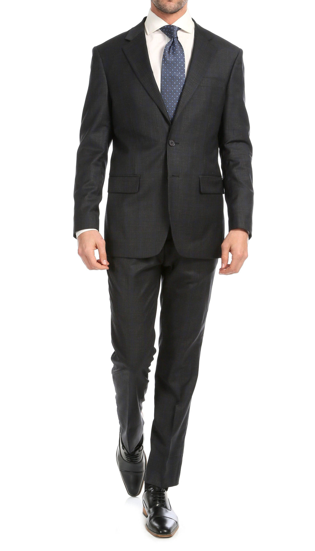 The Yves, Charcoal Plaid Wool Slim Suit