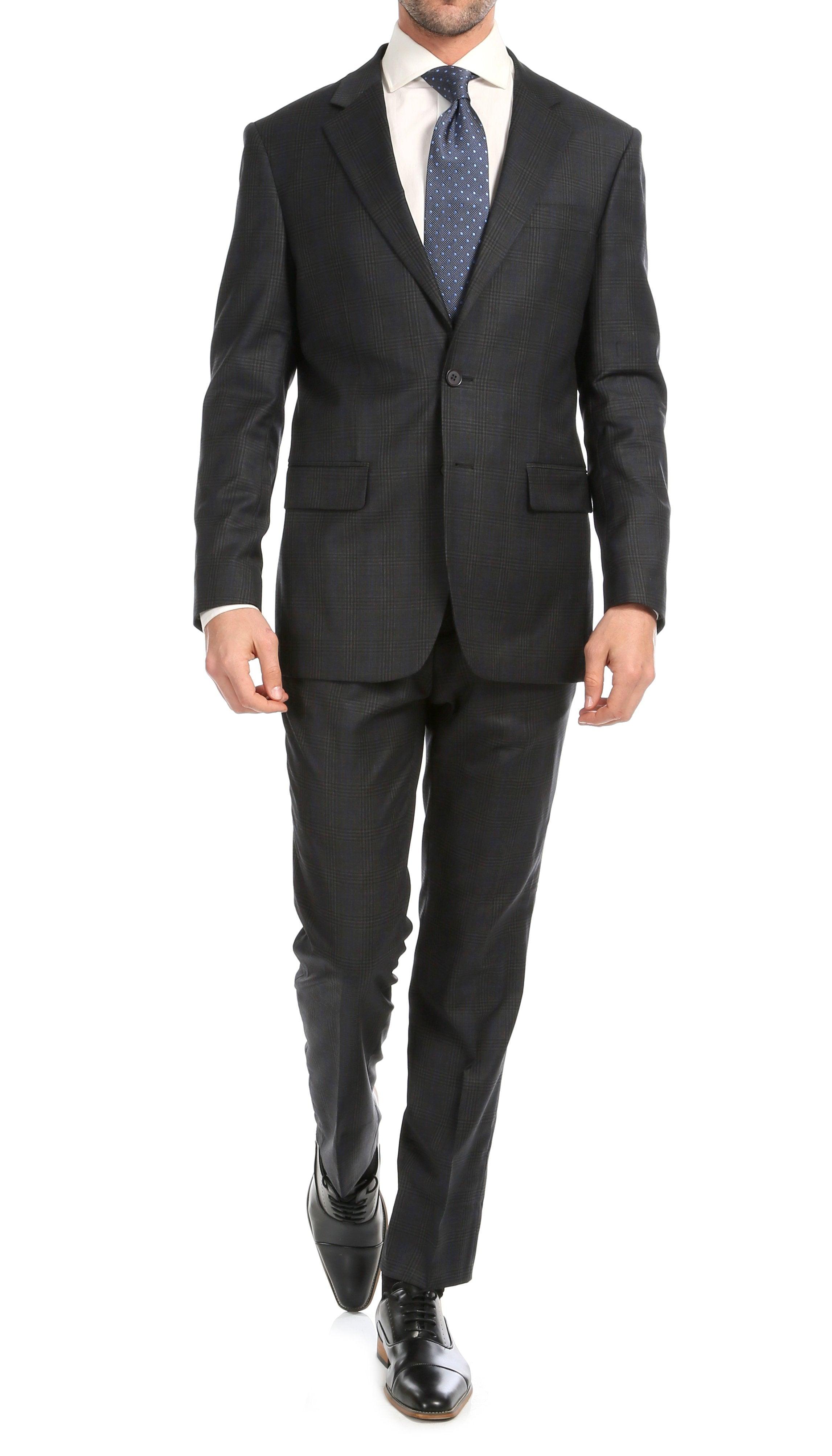 The Yves, Charcoal Plaid Wool Slim Suit