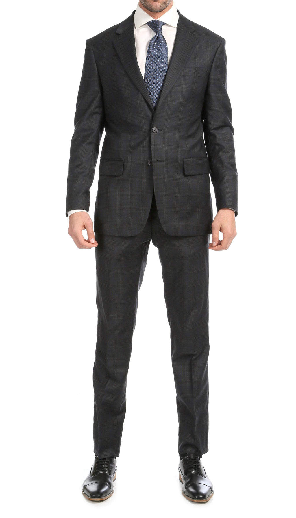 The Yves, Charcoal Plaid Wool Slim Suit