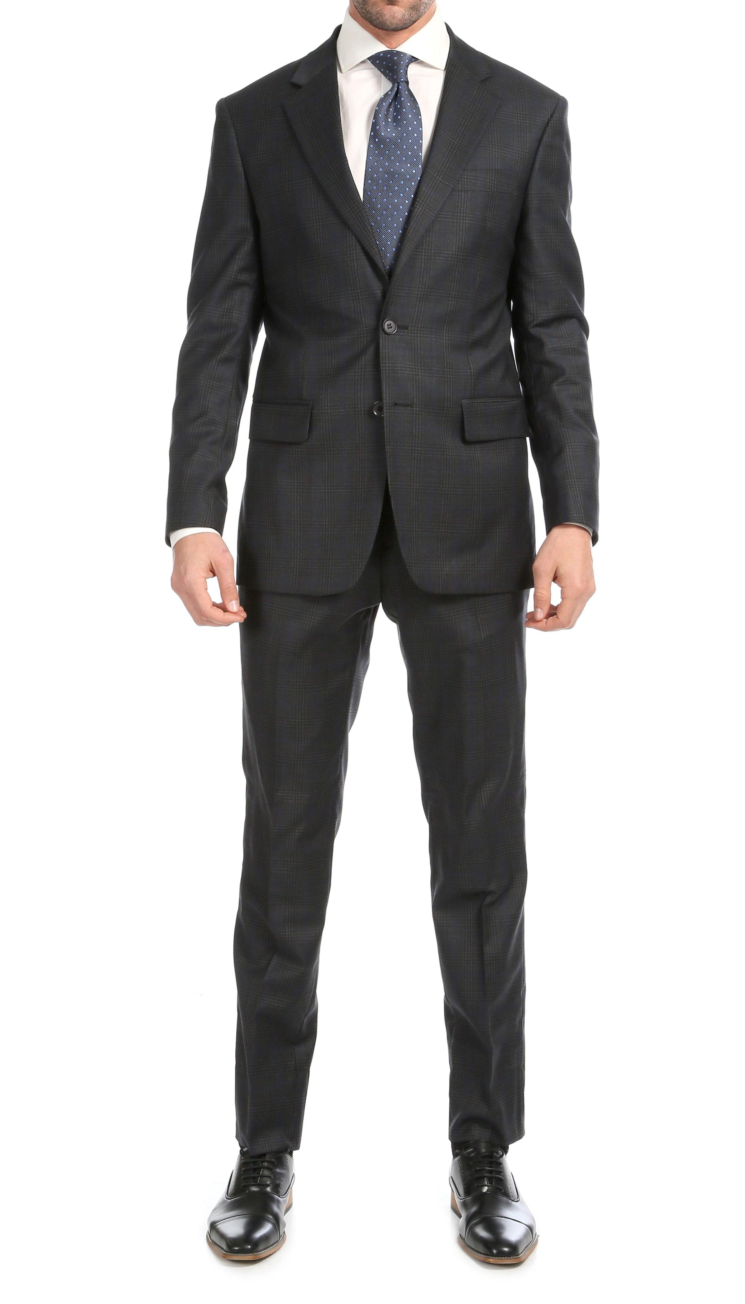 The Yves, Charcoal Plaid Wool Slim Suit
