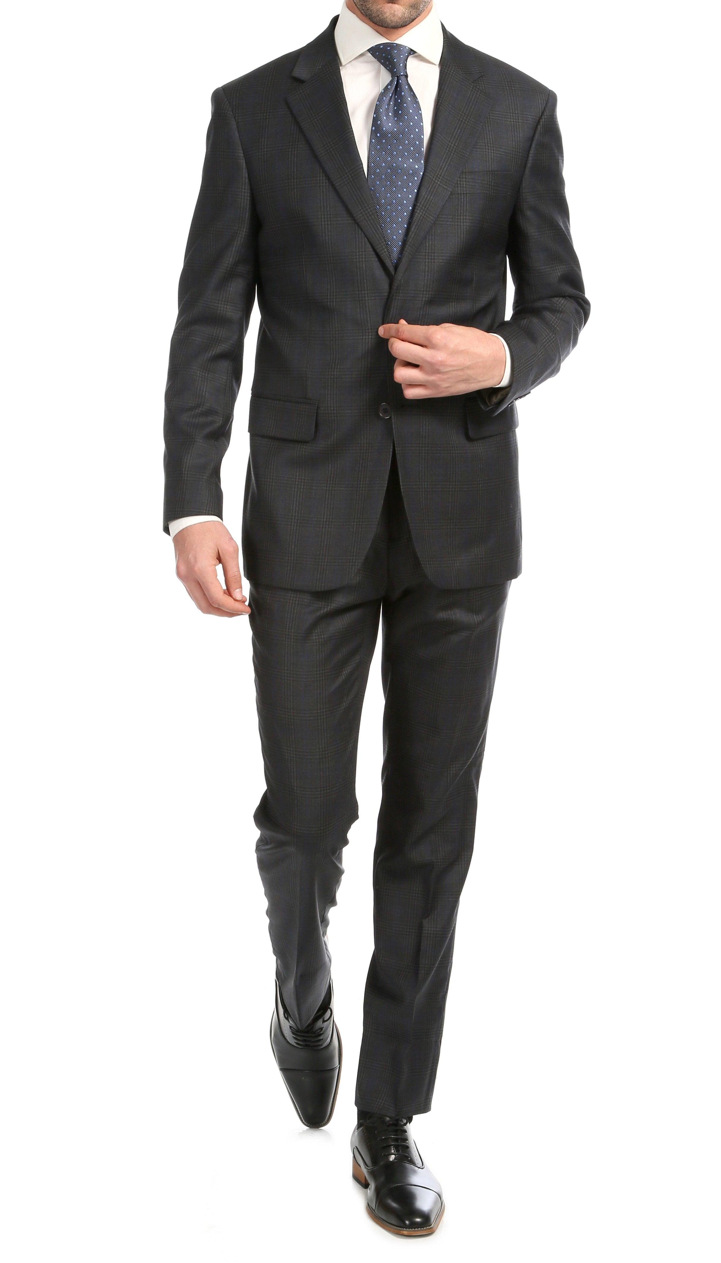 The Yves, Charcoal Plaid Wool Slim Suit