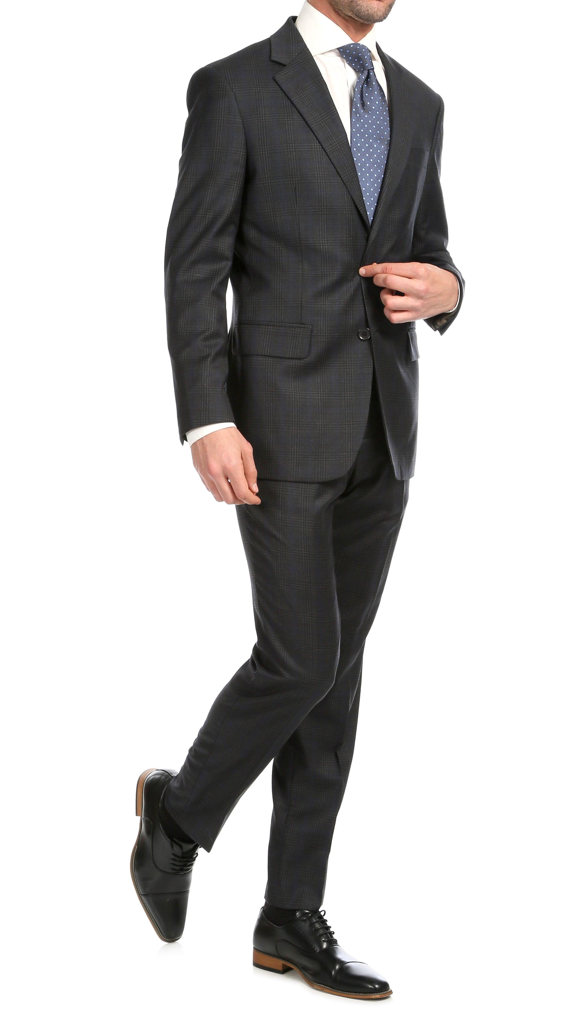 The Yves, Charcoal Plaid Wool Slim Suit