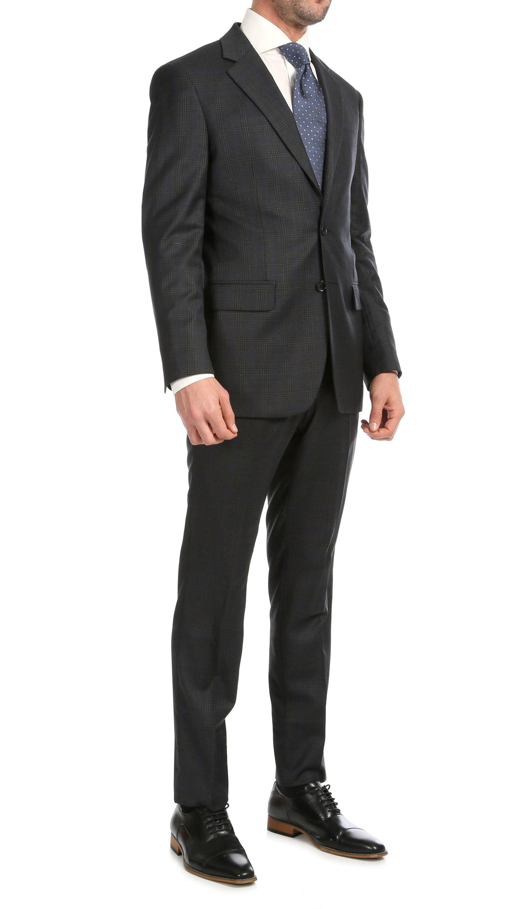 The Yves, Charcoal Plaid Wool Slim Suit